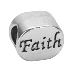 5 x Faith & Hope Charms Beads Antique Silver Tone European Charm Beads  #MEC-47